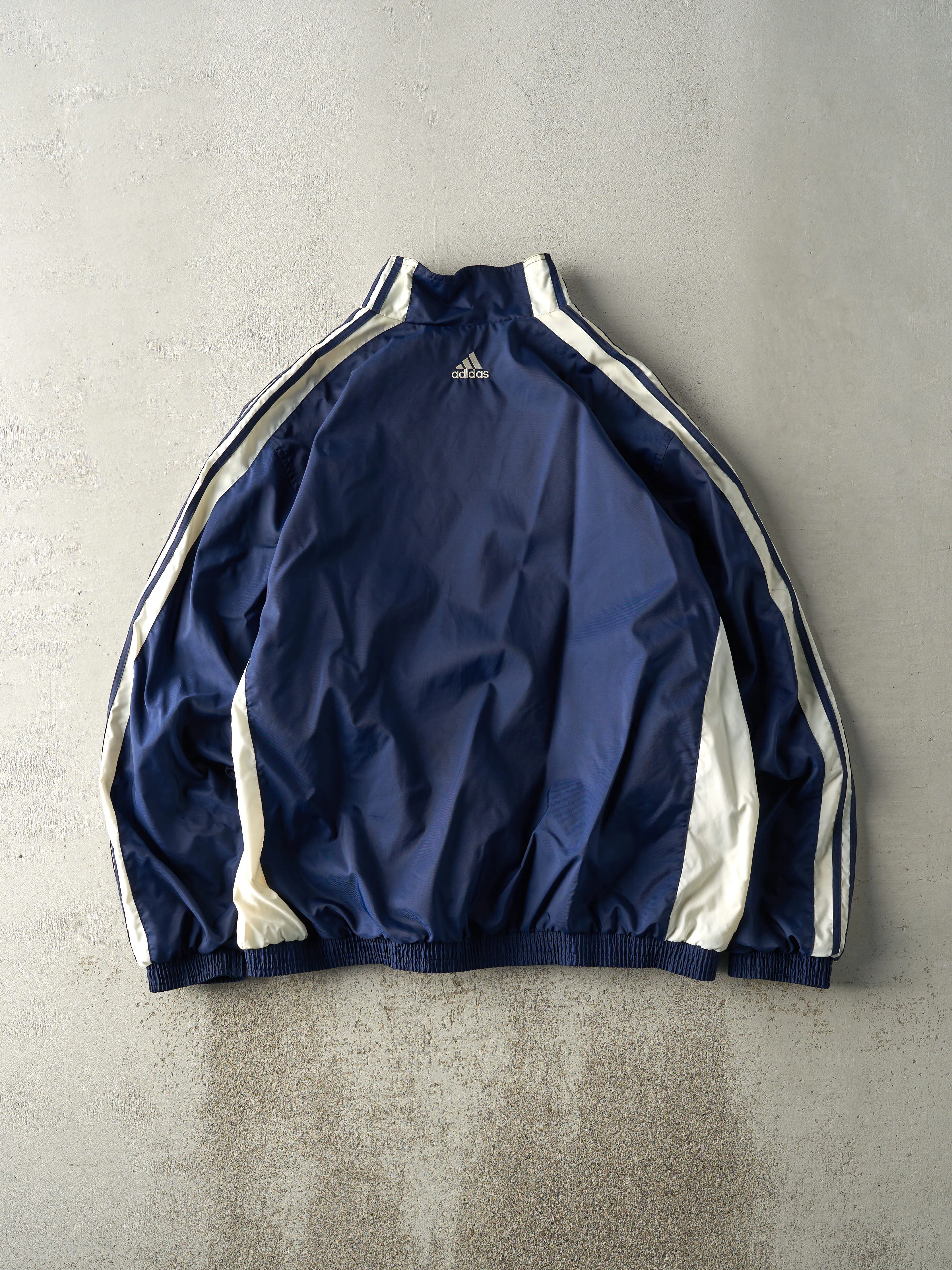 Vintage Y2K Navy Blue & White NFL x Motorola Zip Up Windbreaker Jacket (L/XL) sold by Rebalance Vintage product image thumbnail 2