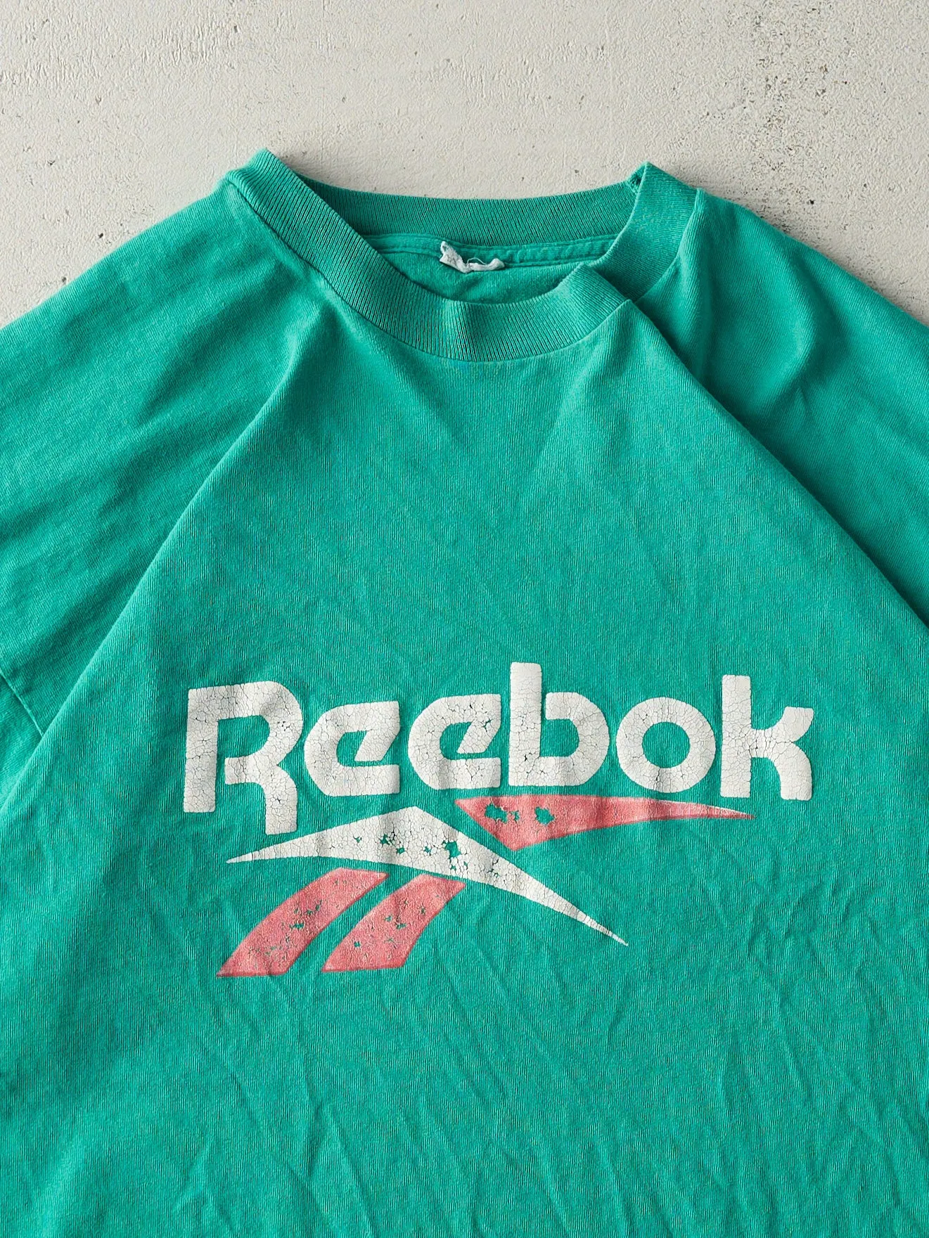Vintage 90s Green Reebok Logo Single Stitch Tee (L) sold by Rebalance Vintage product image thumbnail 2
