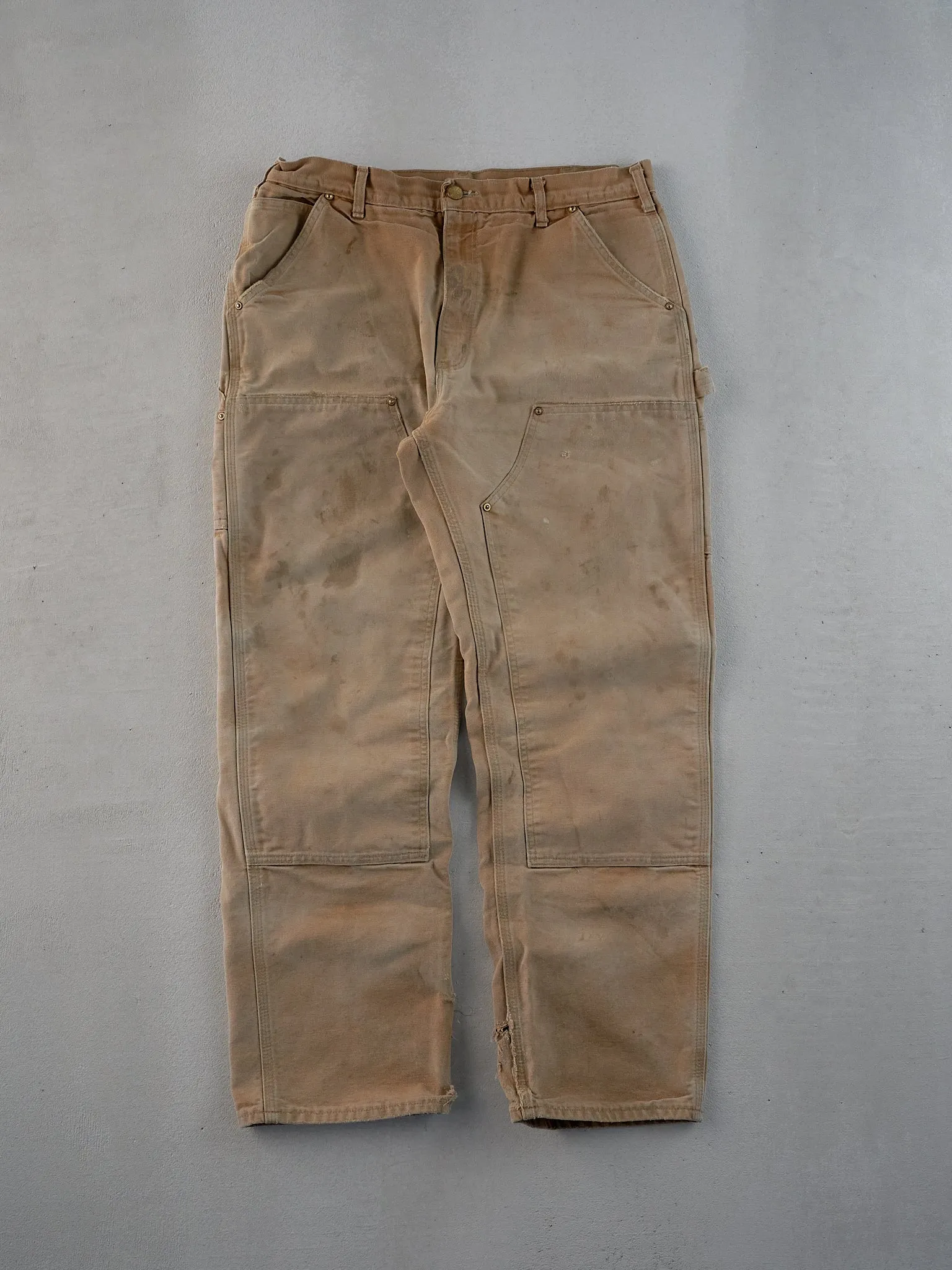 Vintage 90s Khaki Carhartt Double Knee Carpenter Pants (33x30) sold by Rebalance Vintage