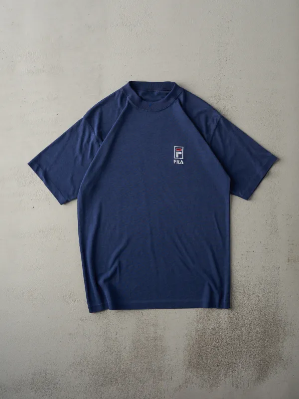 Vintage 90s Navy Blue Fila Embroidered Logo Tee (M) sold by Rebalance Vintage