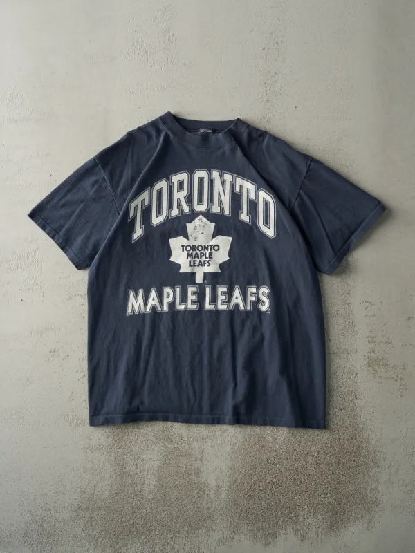 Vintage 90s Navy Blue Toronto Maple Leafs Single Stitch Tee (M) sold by Rebalance Vintage