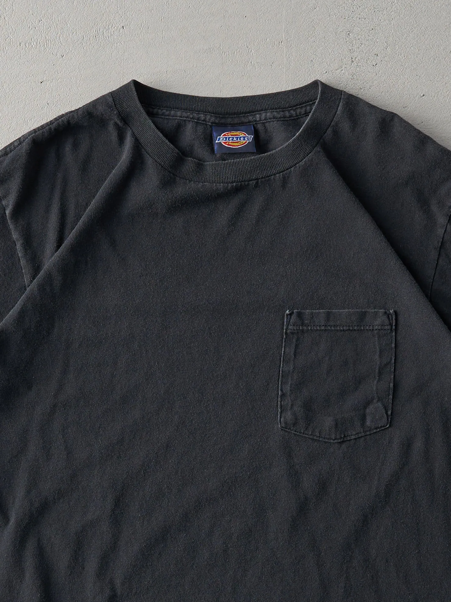 Vintage 90s Faded Black Blank Dickies Single Stitch Pocket Tee (M) sold by Rebalance Vintage product image thumbnail 2