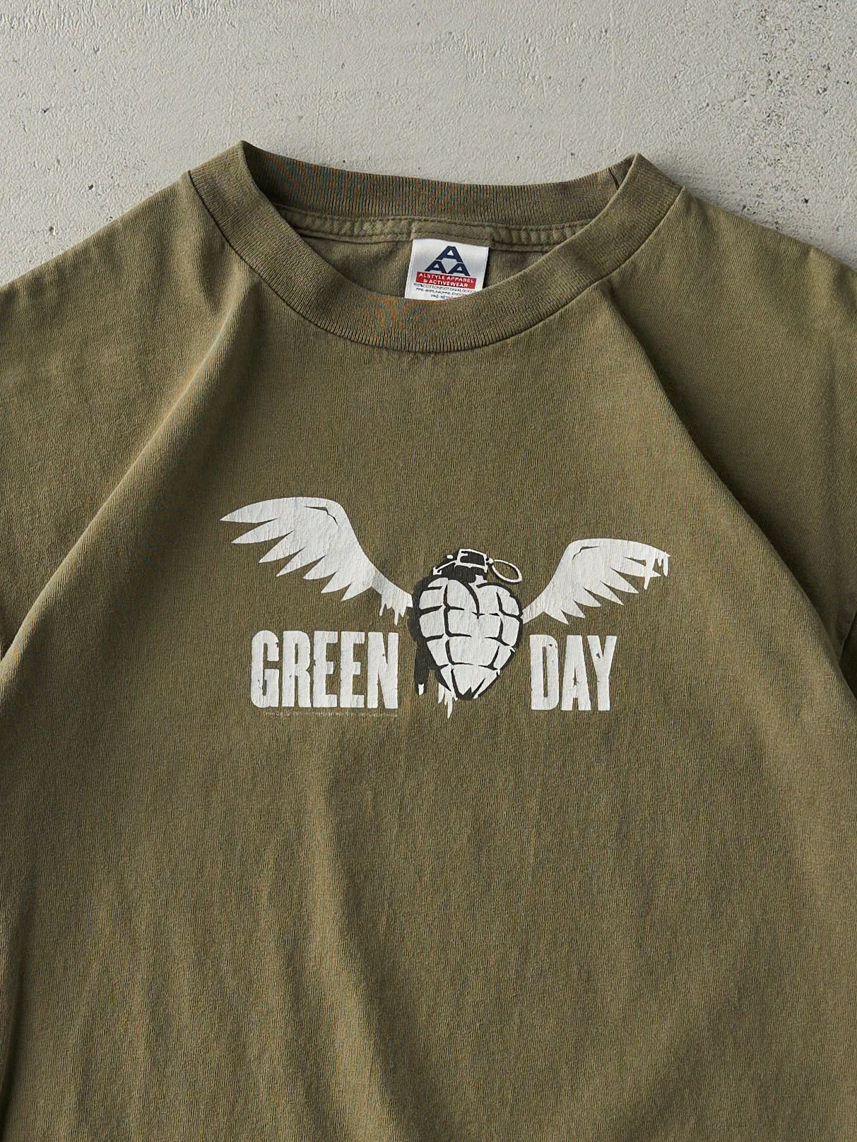 Vintage Y2K Olive Green Green Day Band Tee (S) sold by Rebalance Vintage product image thumbnail 2