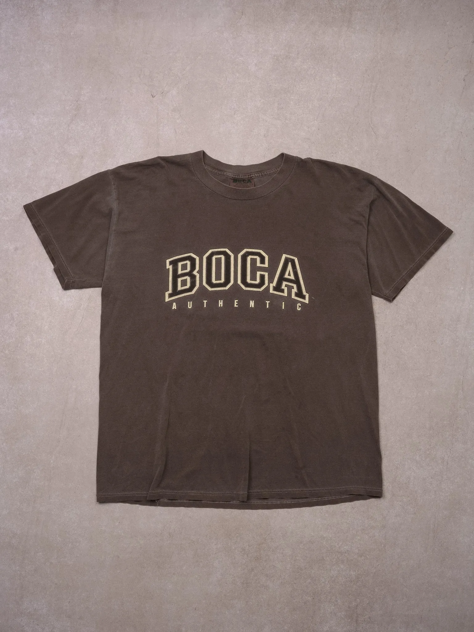 Vintage 90s Washed Brown BOCA Athletics Tee (M/L) sold by Rebalance Vintage
