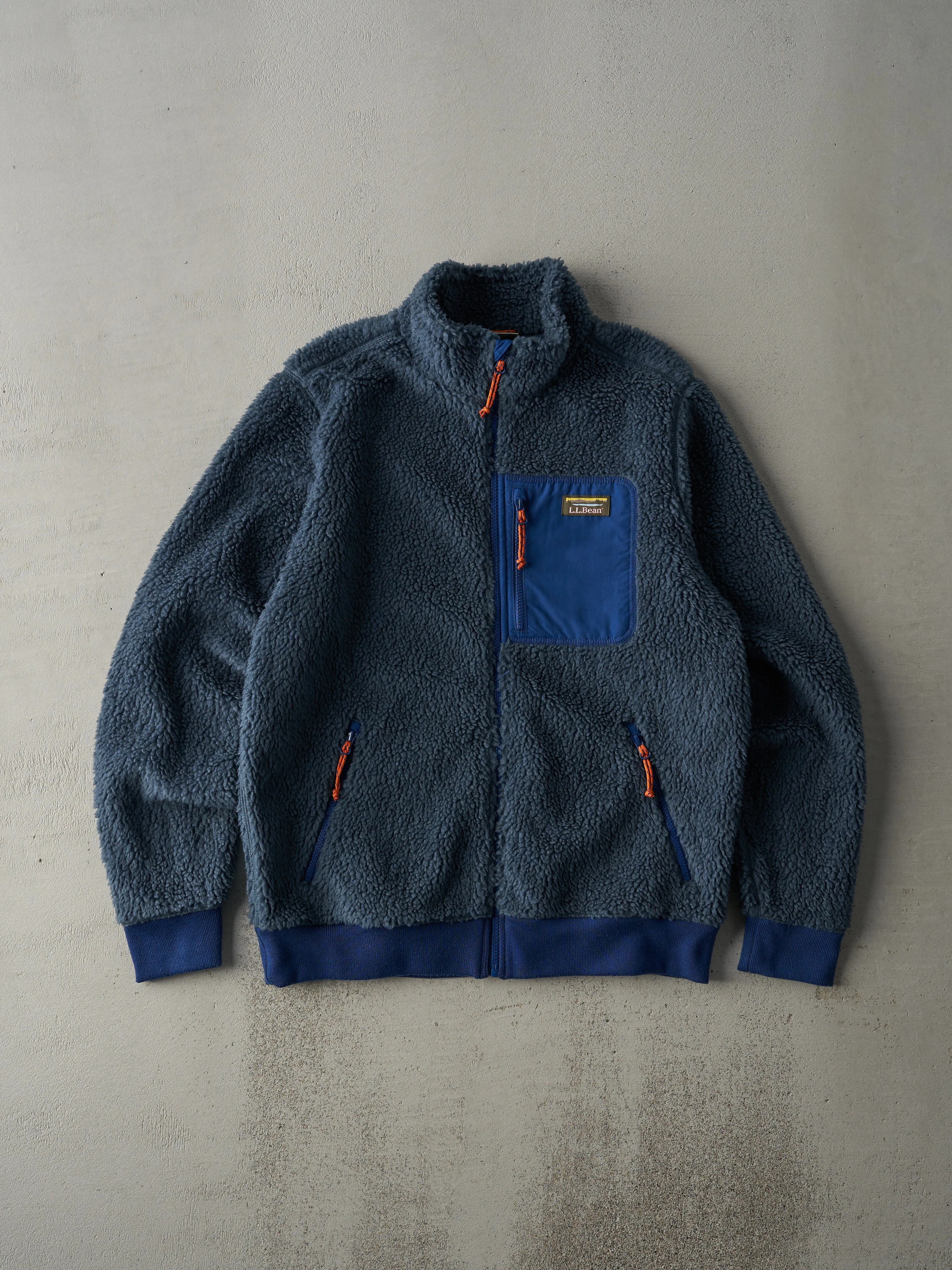 Vintage 90s Slate Blue LL Bean Deep Pile Sherpa Fleece Jacket (S/M) sold by Rebalance Vintage