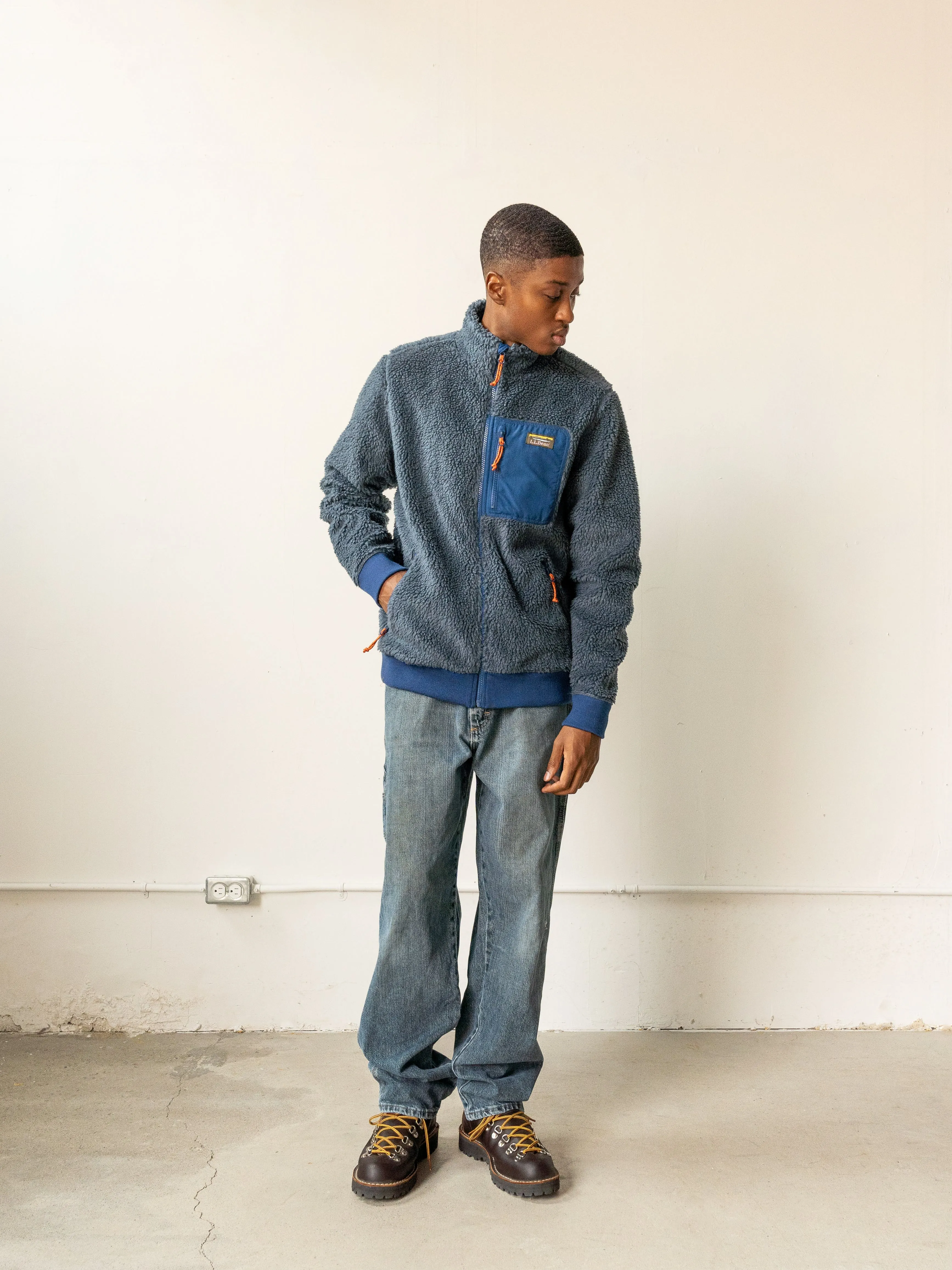 Vintage 90s Slate Blue LL Bean Deep Pile Sherpa Fleece Jacket (S/M) sold by Rebalance Vintage product image thumbnail 2