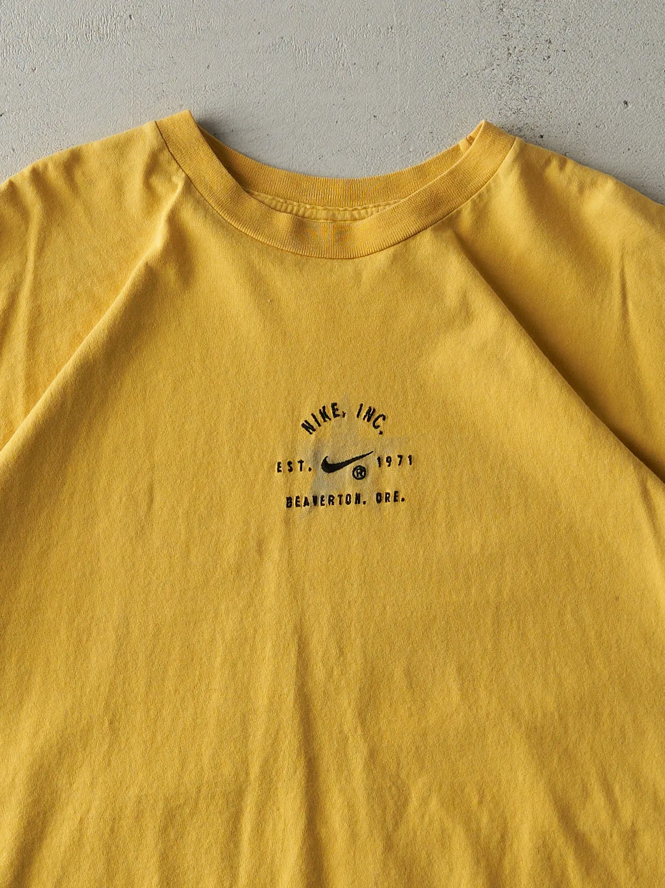 Vintage 90s Yellow Embroidered Nike Headquarters Tee (L) sold by Rebalance Vintage product image thumbnail 2
