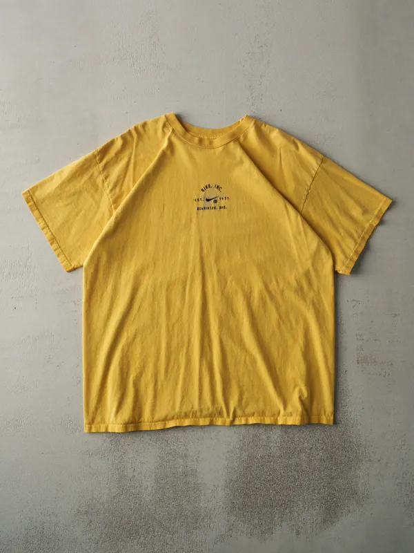 Vintage 90s Yellow Embroidered Nike Headquarters Tee (L) sold by Rebalance Vintage