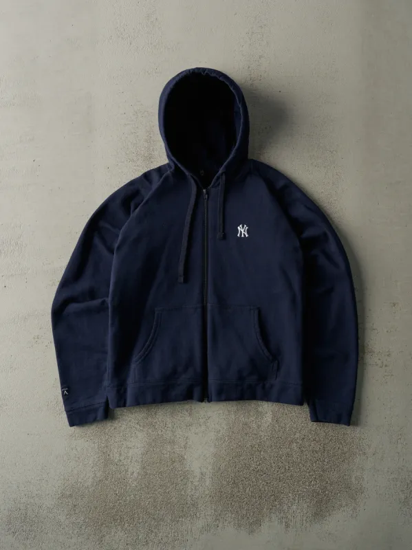 Vintage Y2K Navy Blue Embroidered New York Yankees Zip Up Hoodie (S/M) sold by Rebalance Vintage