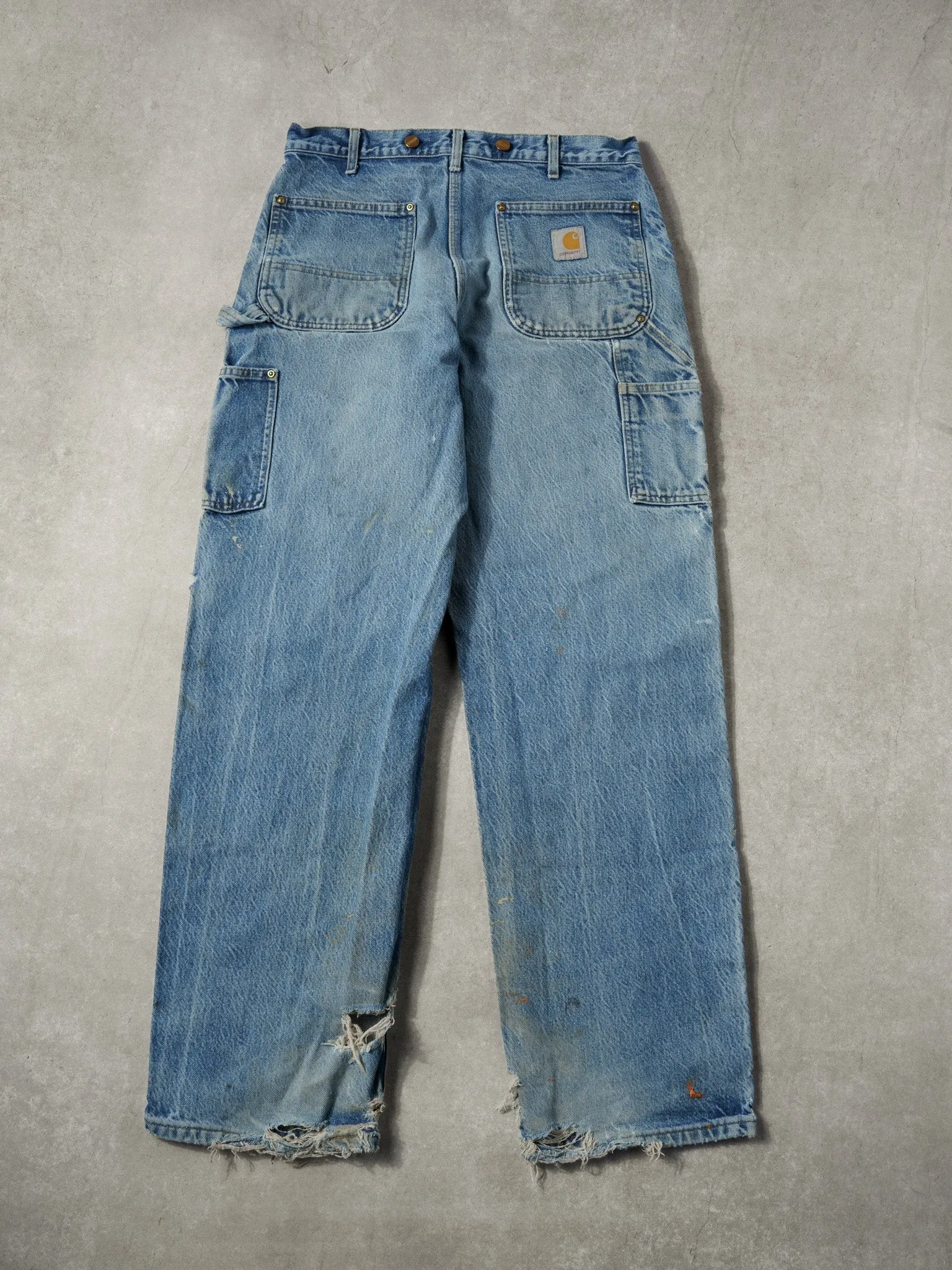 Vintage 90s Rare Stone Washed Blue Carhartt Denim Double Knee Carpenter Jeans (34x32) sold by Rebalance Vintage product image thumbnail 2