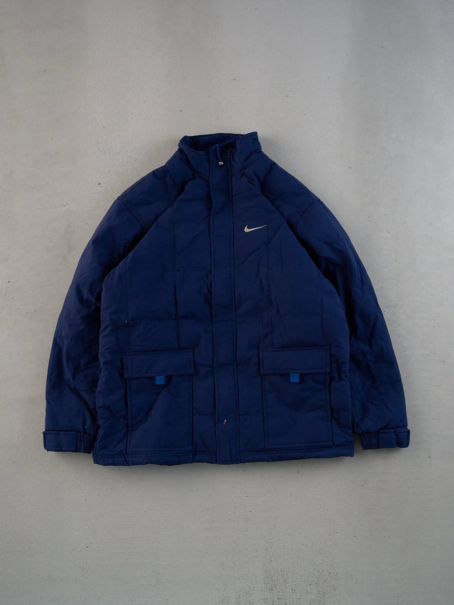 Vintage Y2k Navy Blue Nike Puffer Jacket (L) sold by Rebalance Vintage