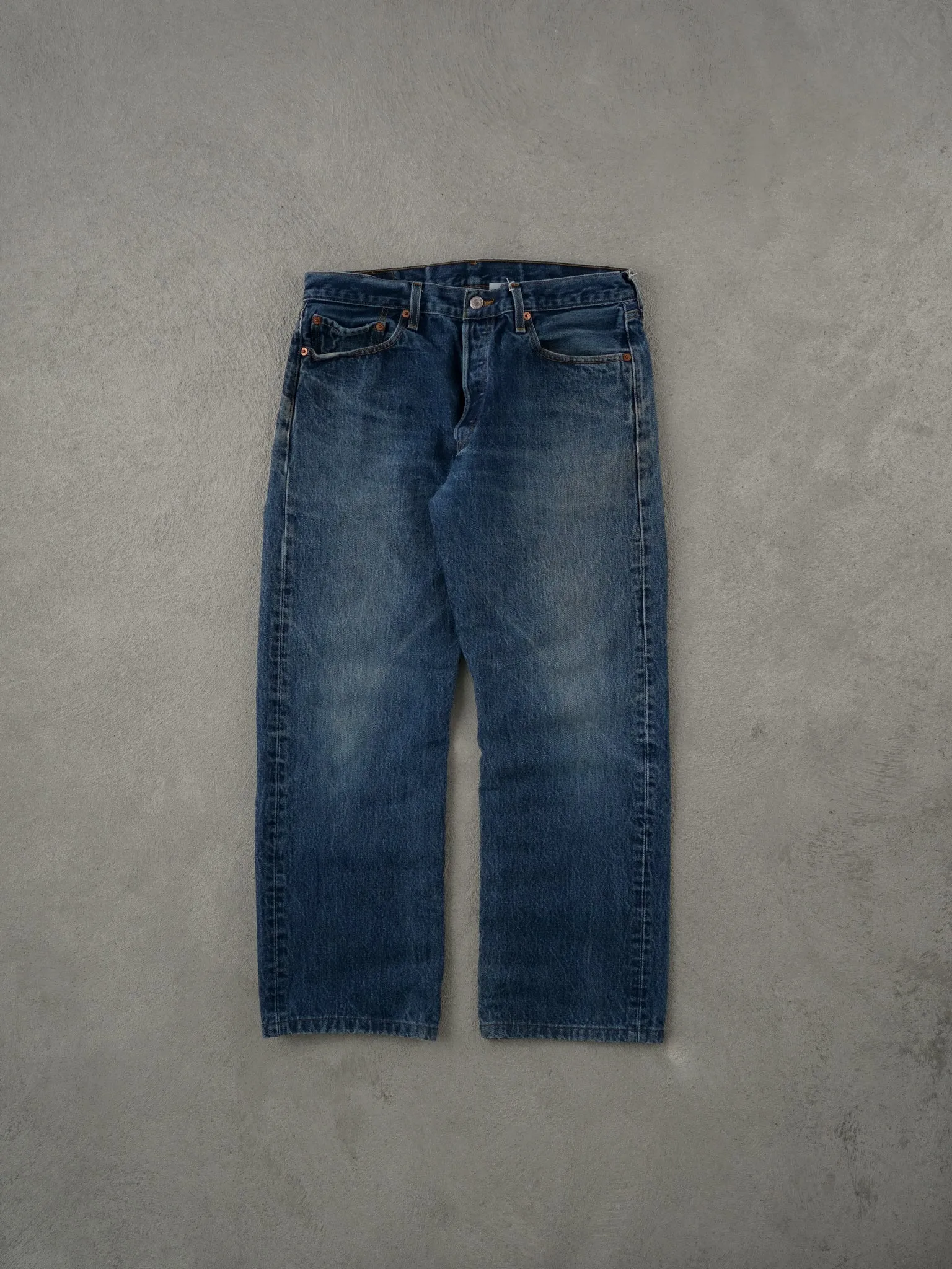 Vintage 90s Dark Blue Levi's 501 Denim Jeans (34x30) sold by Rebalance Vintage