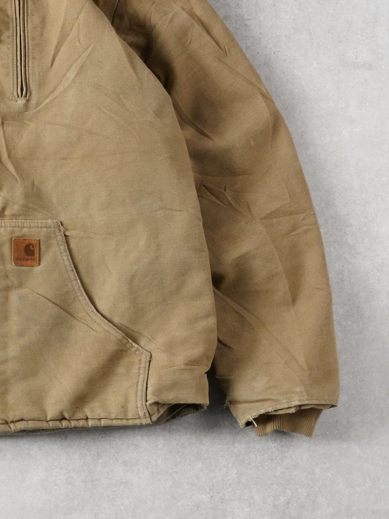 Vintage 90s Khaki Carhartt Sherpa Lined Workwear Jacket (M/L) sold by Rebalance Vintage product image thumbnail 3