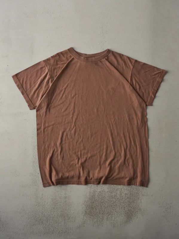 Vintage 90s Chocolate Brown Blank Tee (L) sold by Rebalance Vintage