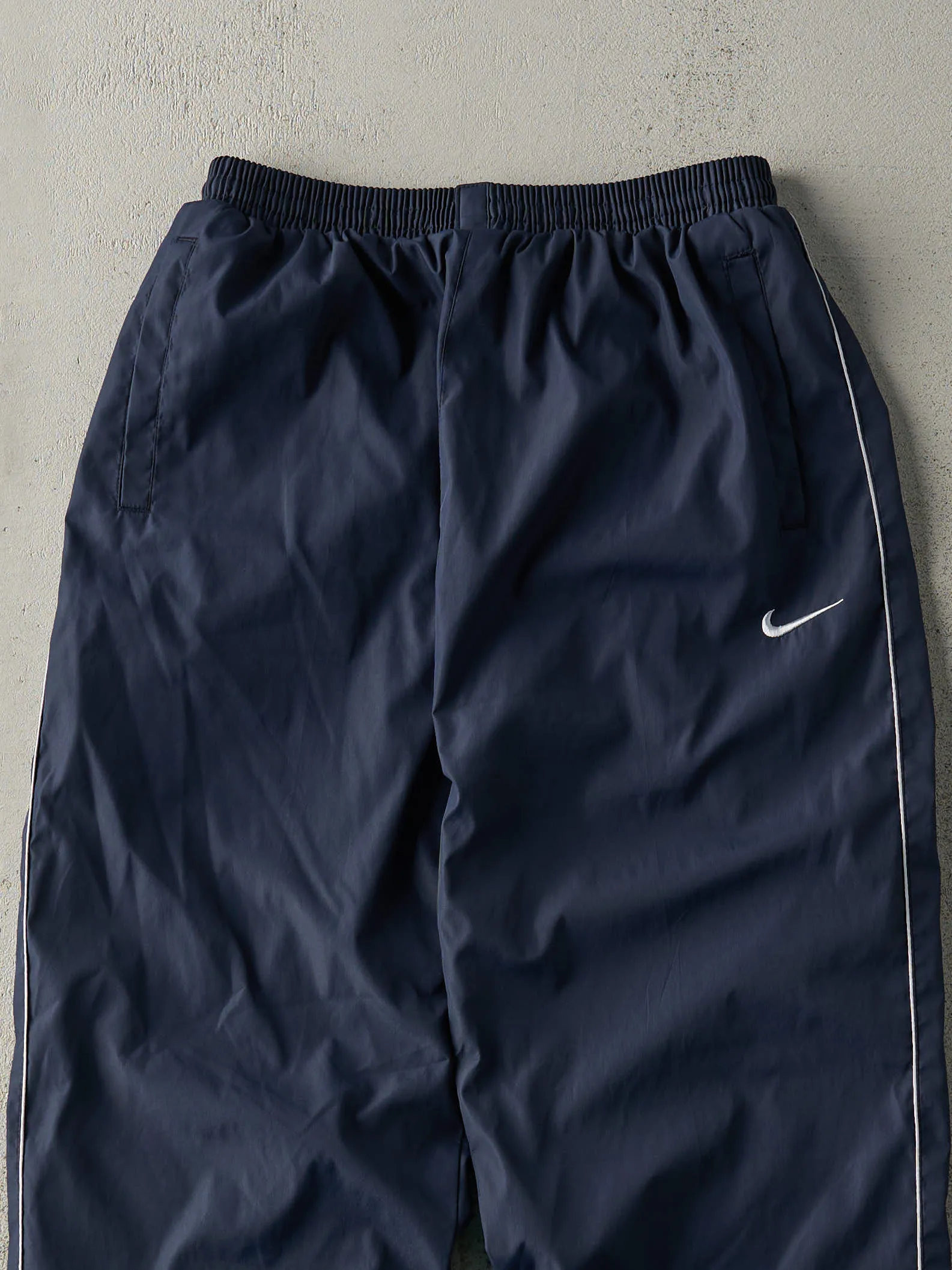 Vintage Y2K Navy Blue & White Nike Embroidered Track Pants (27x26.5) sold by Rebalance Vintage product image thumbnail 4