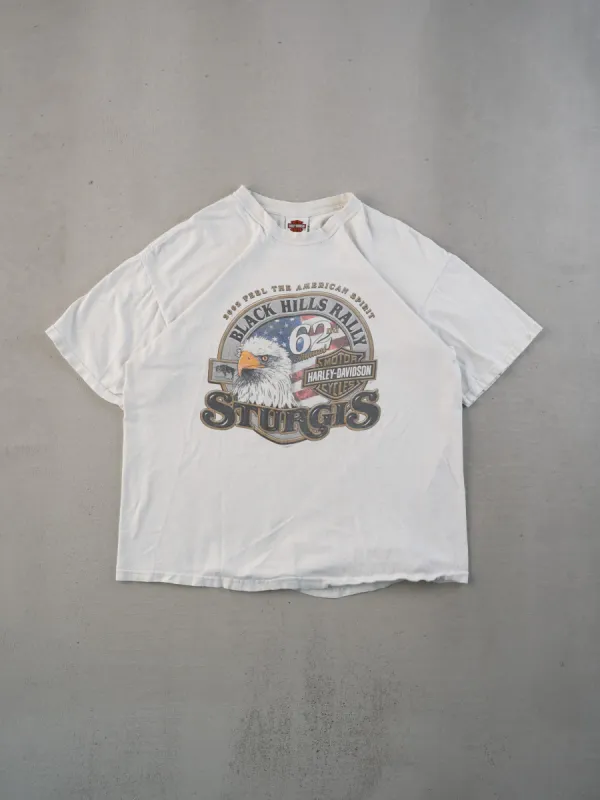 Vintage 02' White Harley Davidson Black Hills Rally Sturgis Graphic Tee (M) sold by Rebalance Vintage