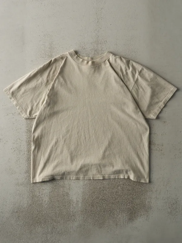 Vintage 90s Beige Blank Single Stitch Tee (L) sold by Rebalance Vintage