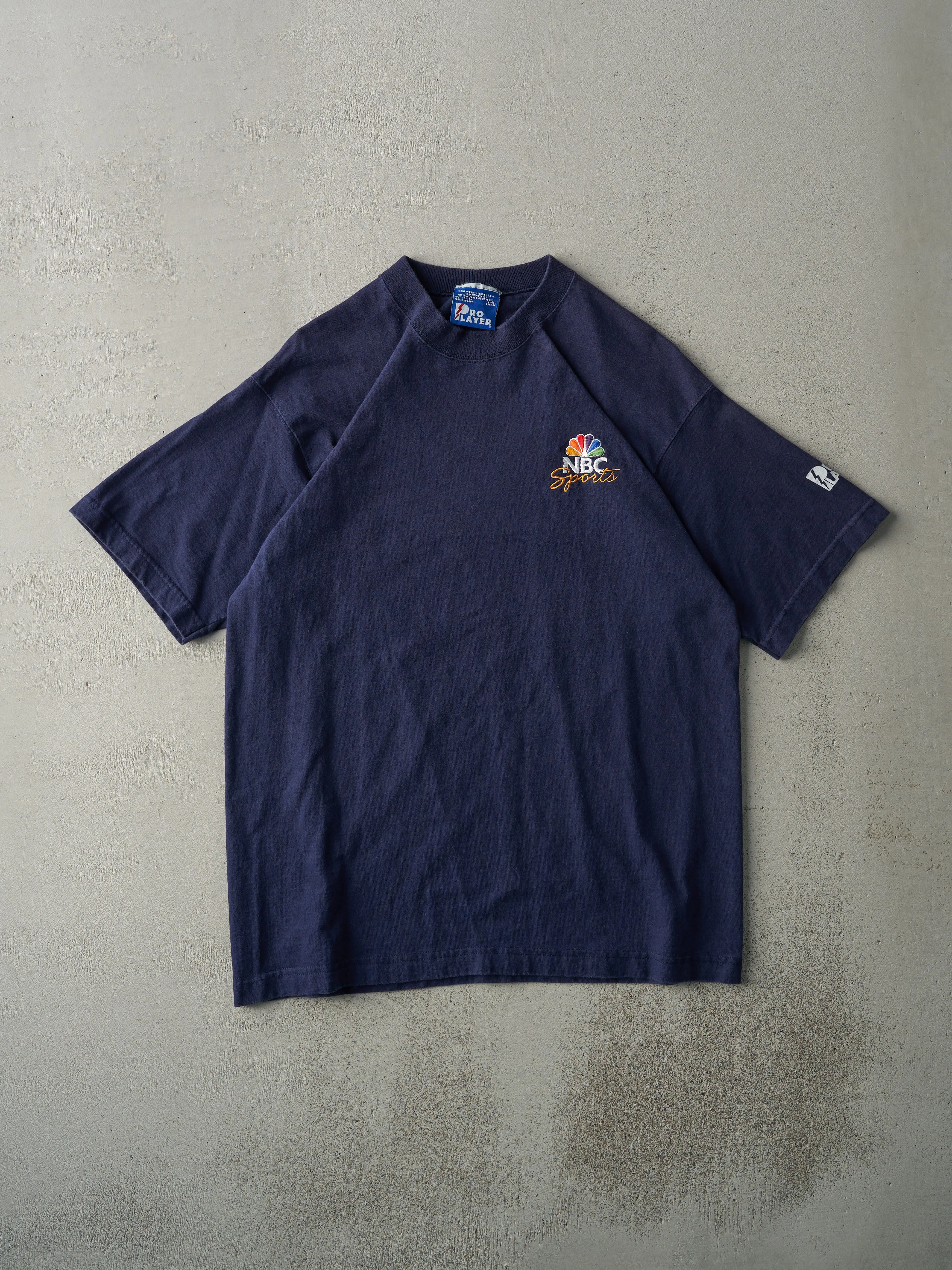 Vintage 90s Navy Blue NBC Embroidered Logo Long Tee (M) sold by Rebalance Vintage