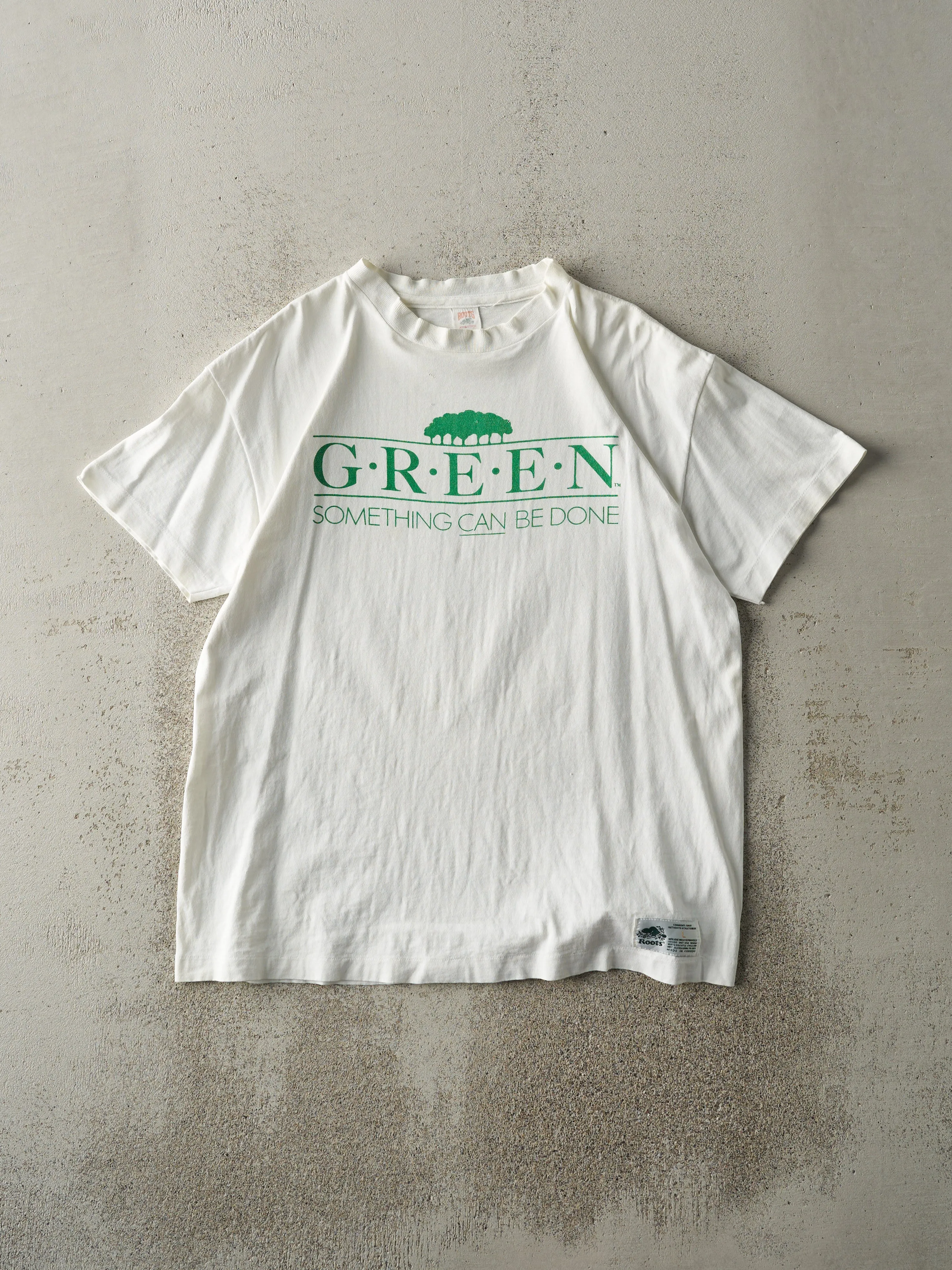 Vintage 90s White Something Can Be Done Single Stitch Tee (M) sold by Rebalance Vintage