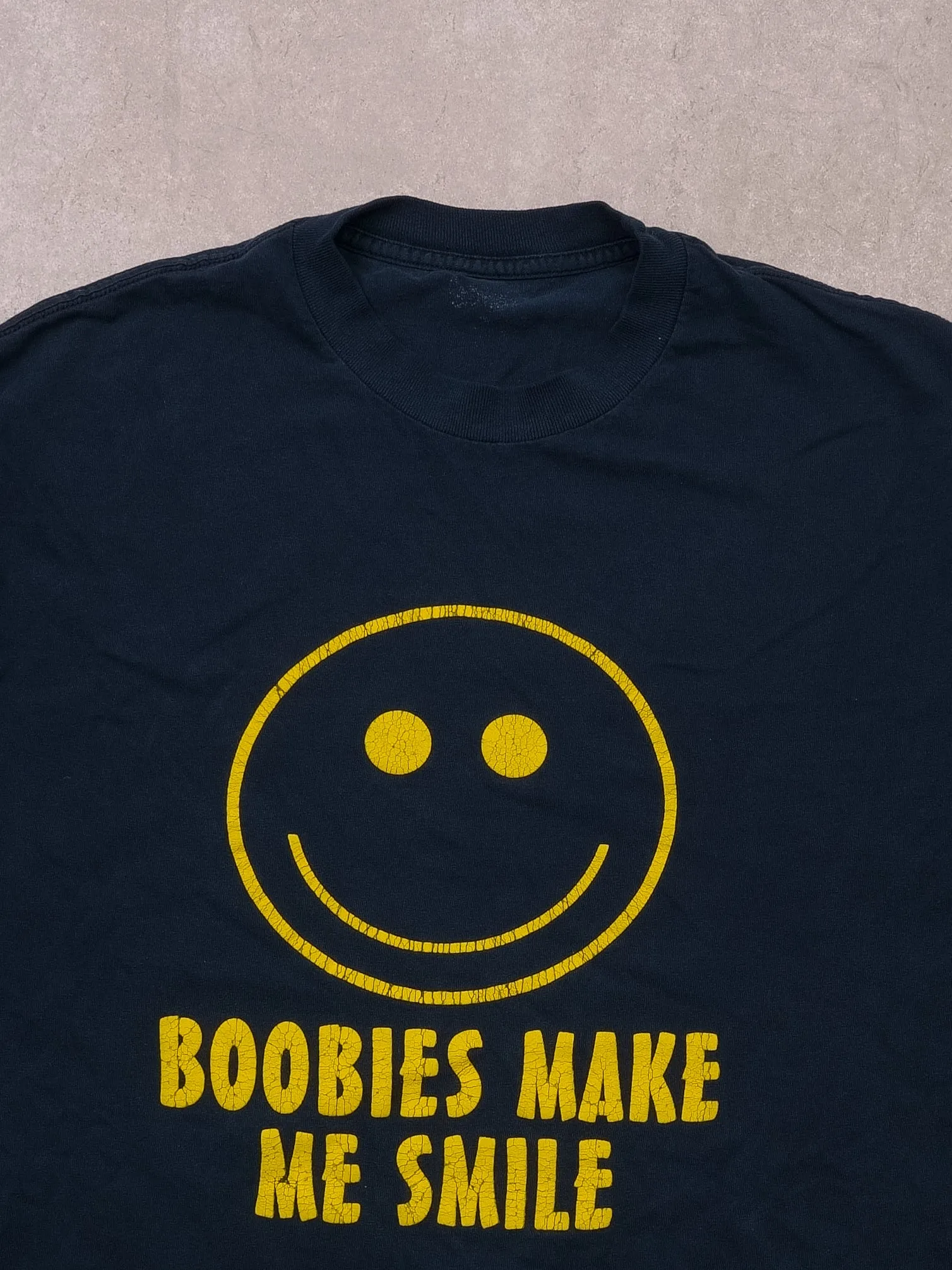 Vintage Blue "Boobies Make Me Smile" Graphic Tee (S/M) sold by Rebalance Vintage product image thumbnail 2