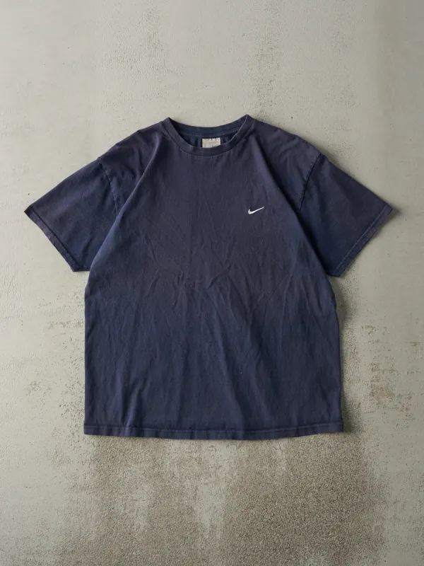 Vintage Y2K Navy Blue Embroidered Nike Swoosh Tee (M) sold by Rebalance Vintage
