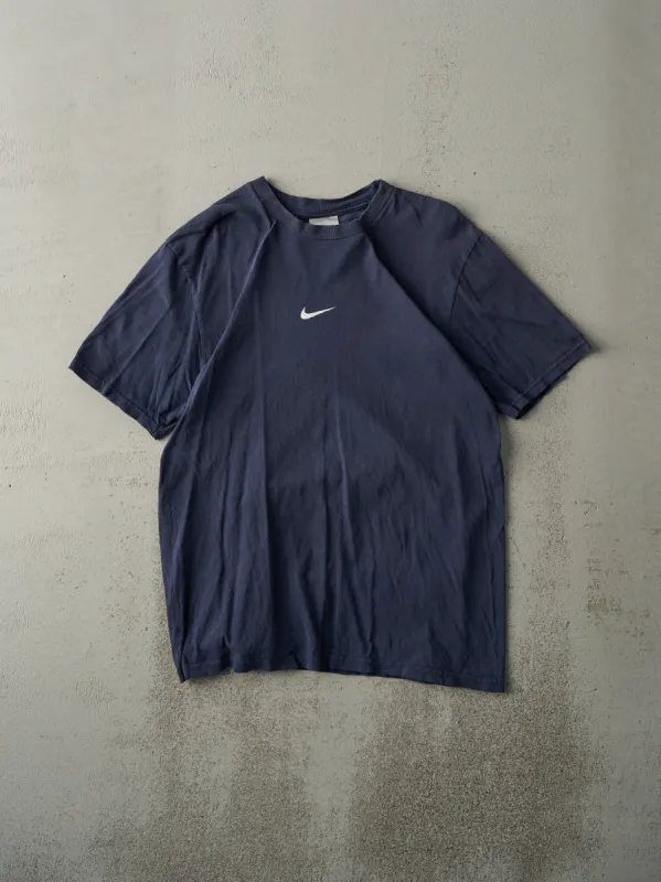Vintage Y2K Navy Blue Nike Centre Swoosh Tee (M) sold by Rebalance Vintage