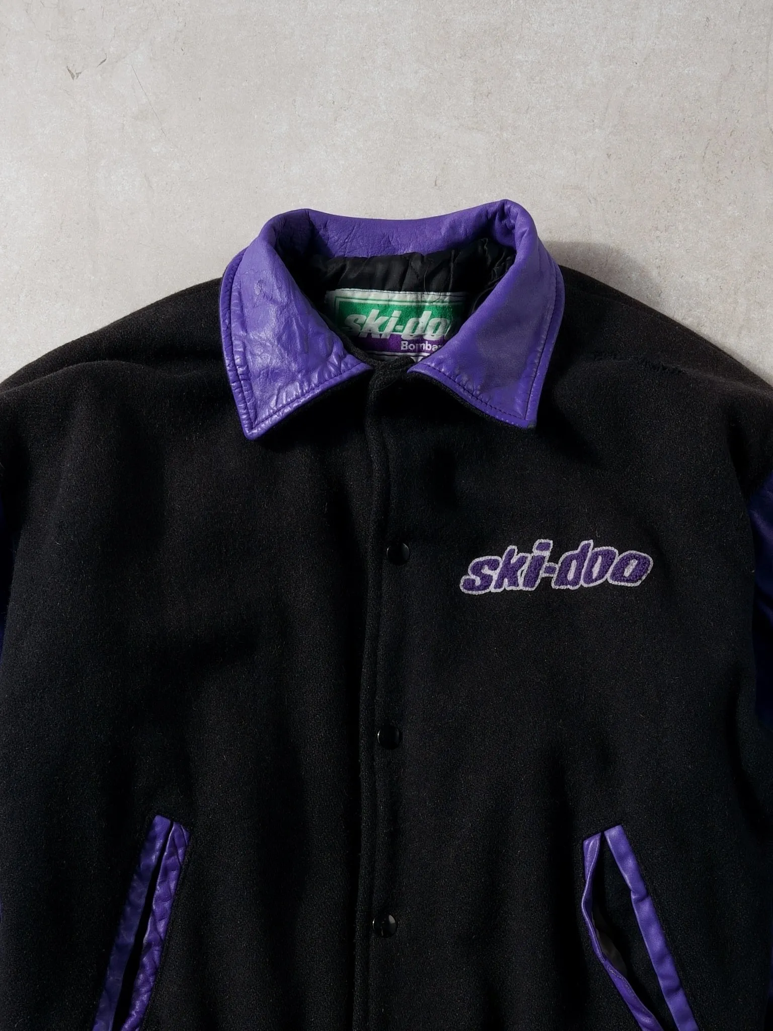 Vintage 90s Black and Purple Skii-Do Bomber Jacket (L) sold by Rebalance Vintage product image thumbnail 3