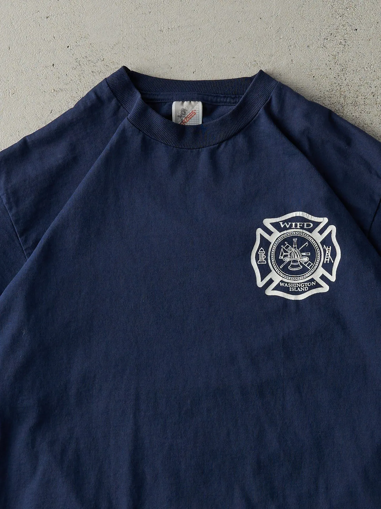 Vintage 90s Navy Blue Washington Island Fire Department Tee (M) sold by Rebalance Vintage product image thumbnail 2