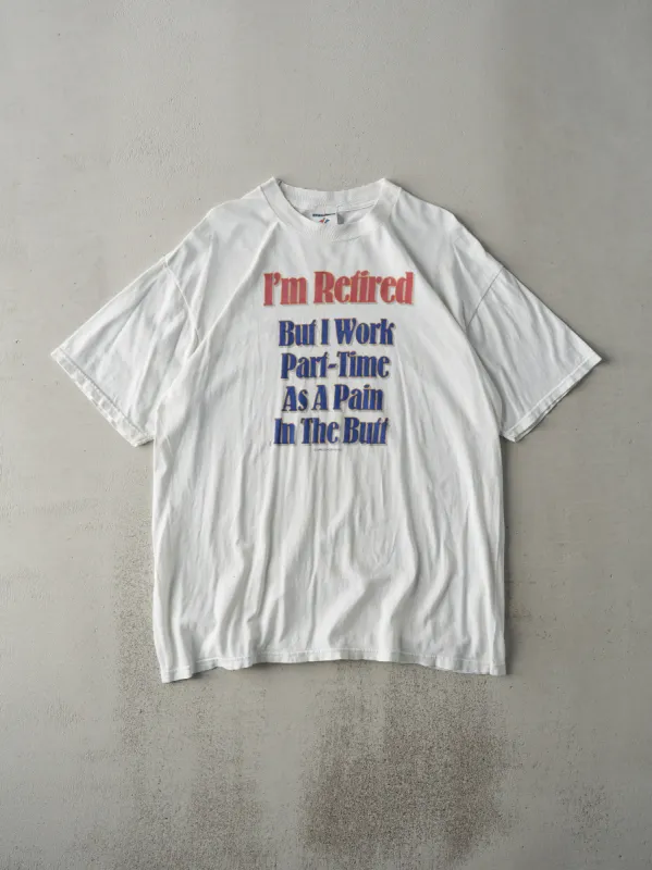 Vintage 98' White "Part Time Pain In The Butt" Tee (M) sold by Rebalance Vintage