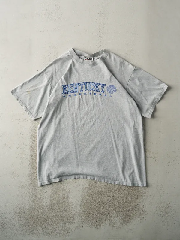 Vintage 90s Grey Embroidered Kentucky Basketball Tee (L) sold by Rebalance Vintage