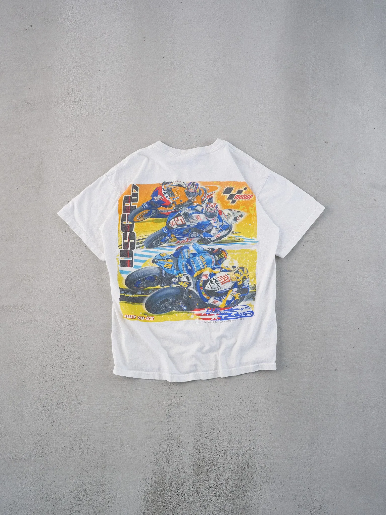 Vintage 07' White USGR Bike Racing Graphic Tee (XS/S) sold by Rebalance Vintage