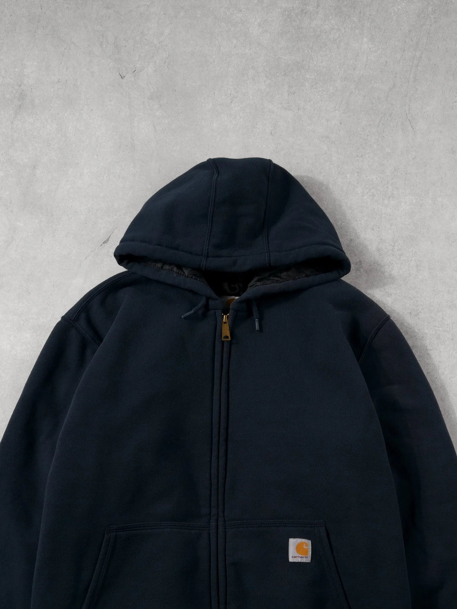 Vintage 90s Navy Blue Carhartt Rain Defender Hooded Jacket (XL) sold by Rebalance Vintage product image thumbnail 2