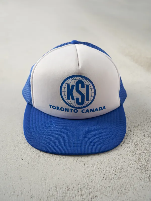 Vintage 90s Blue & White Toronto KSI Foam Trucker Hat sold by Rebalance Vintage