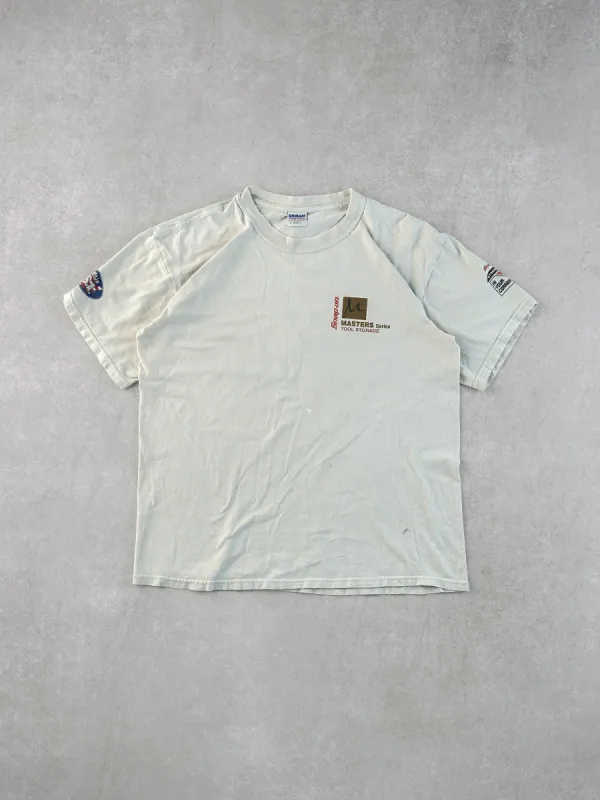 Vintage 90s Off White Snap On Graphic Tee (M) sold by Rebalance Vintage