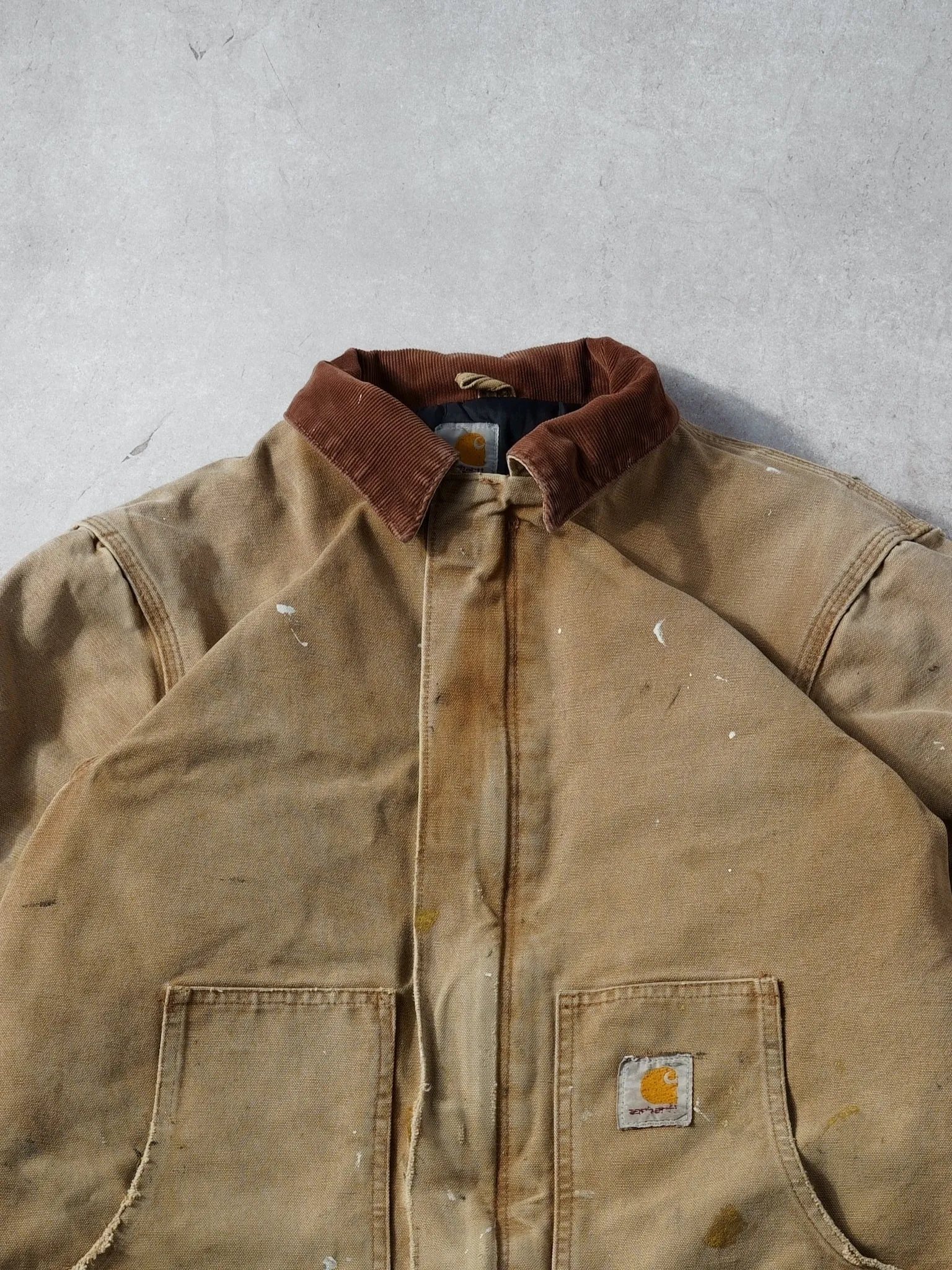 Vintage 90s Khaki Carhartt Rugged Collared Workwear Jacket (M) sold by Rebalance Vintage product image thumbnail 2