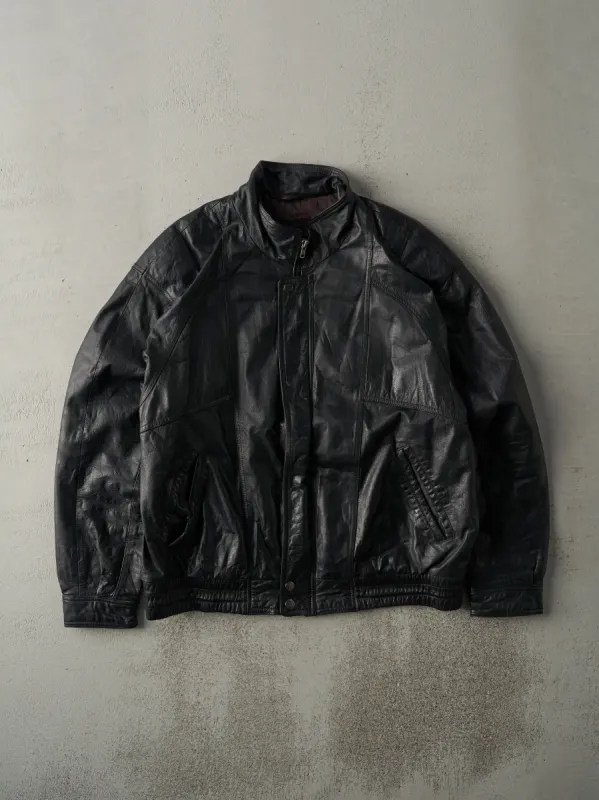 Vintage 80s Black Todays News Leather Jacket (L) sold by Rebalance Vintage