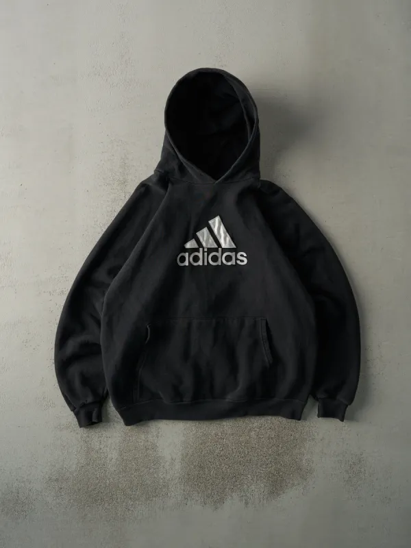 Vintage 90s Faded Black Adidas Logo Hoodie (L) made by Rebalance Vintage