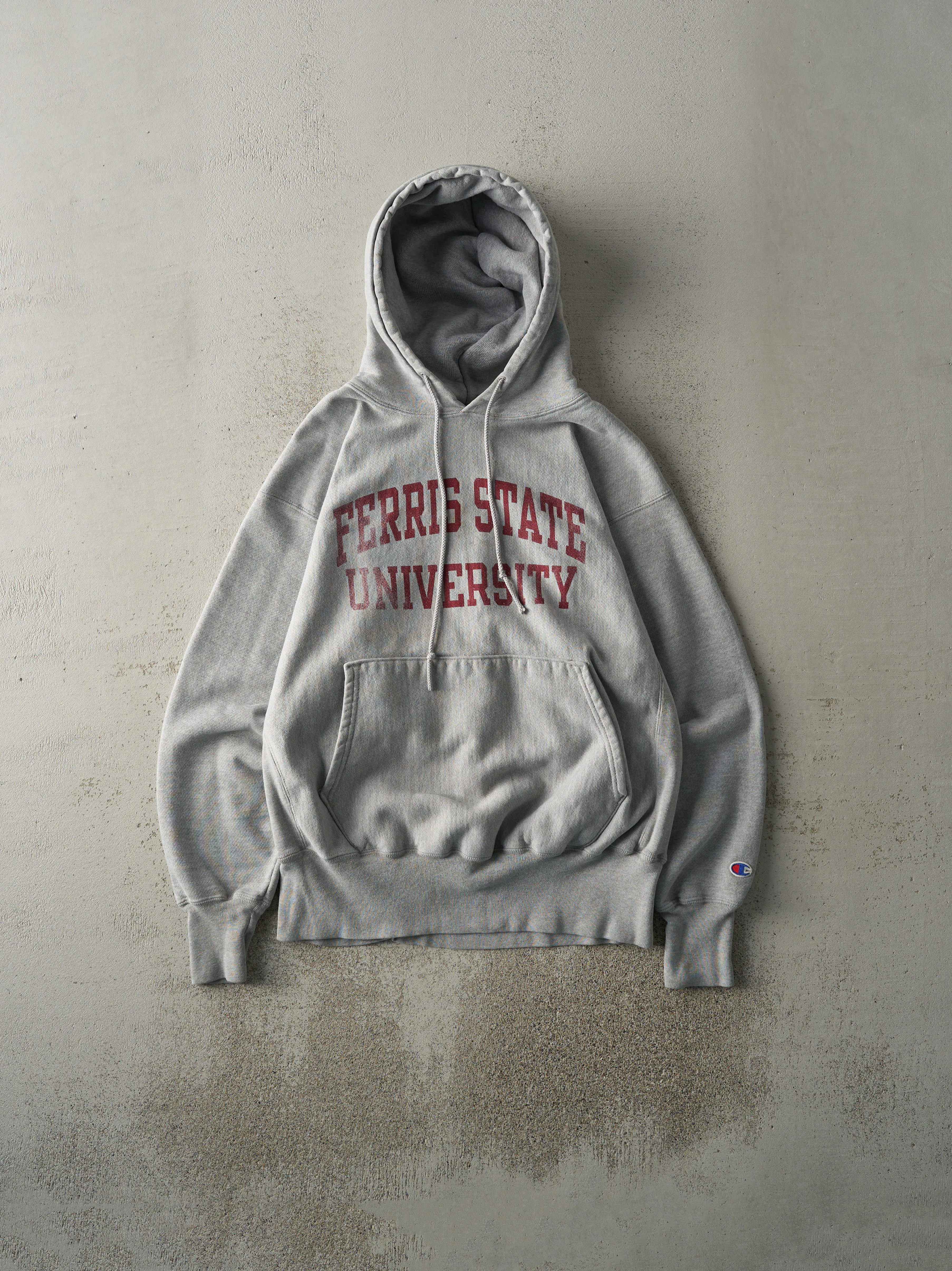 Vintage Y2K Grey Ferris State University Champion Reverse Weave Hoodie (M) sold by Rebalance Vintage