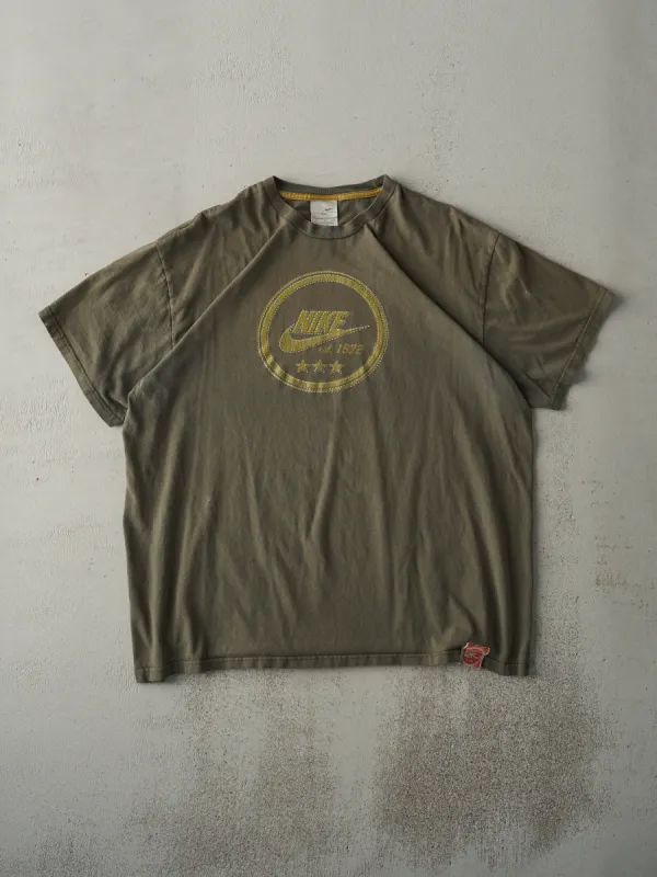Vintage Y2K Olive Green Nike Logo Tee (L) sold by Rebalance Vintage