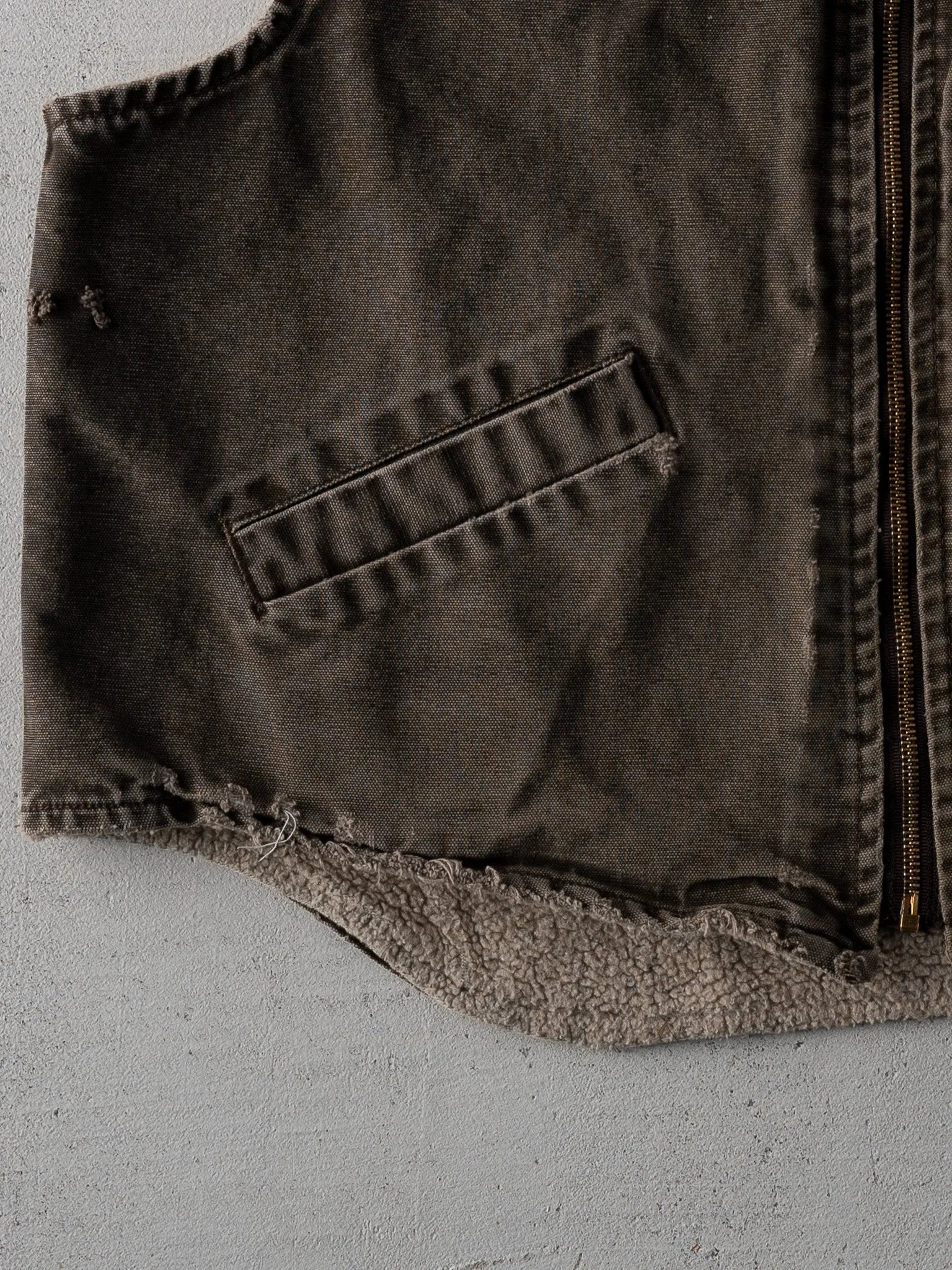 Vintage 90s Washed Brown Carhartt Sherpa Vest (L) sold by Rebalance Vintage product image thumbnail 3