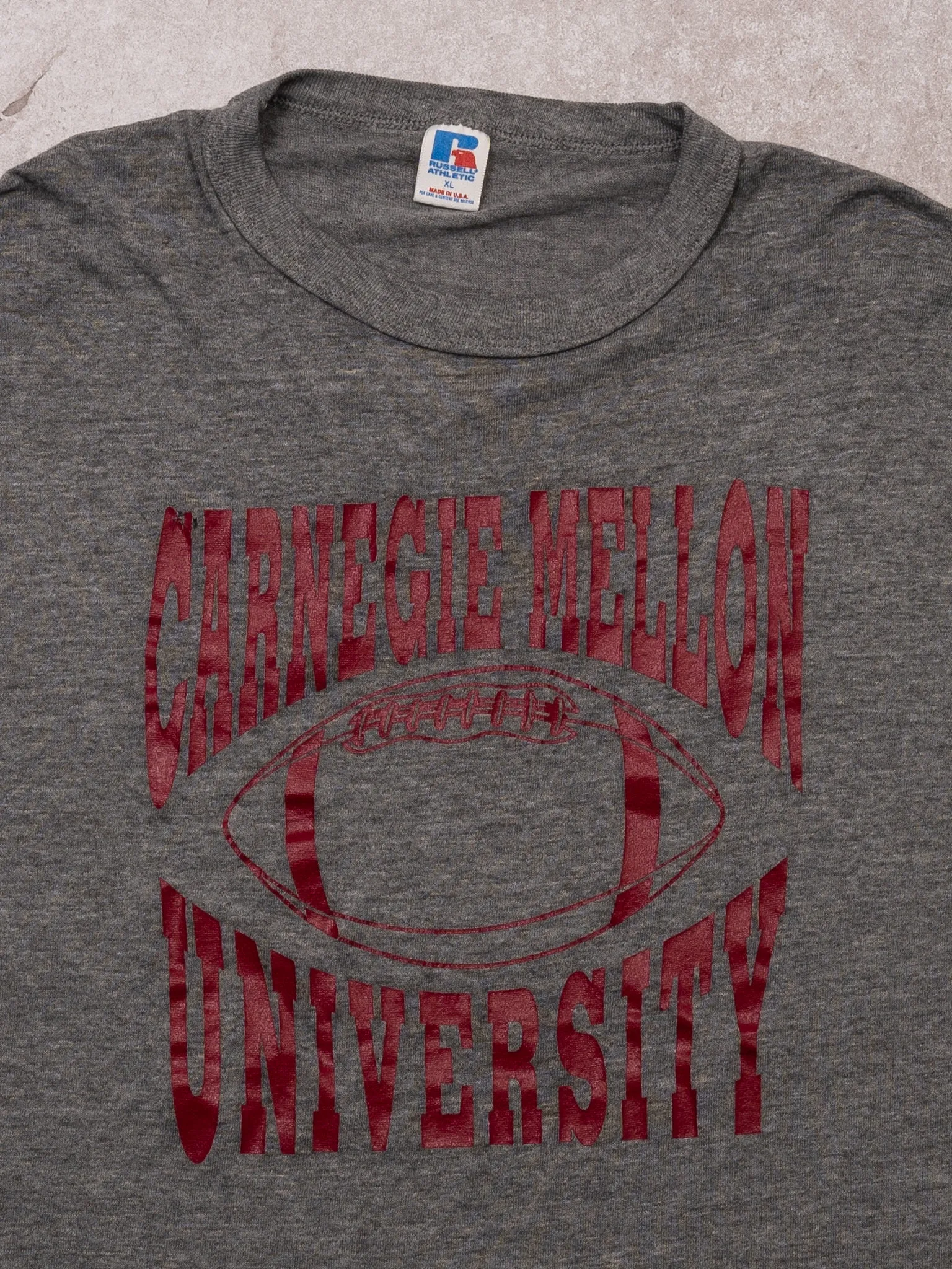 Vintage 80s Grey Carnegie Mellon University Football x Russell Athletics Tee (M) sold by Rebalance Vintage product image thumbnail 2