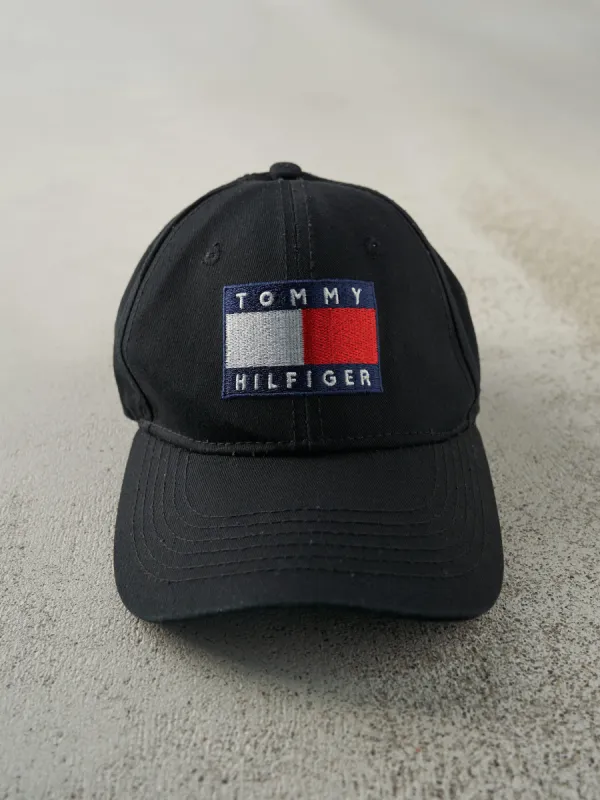 Vintage Y2K Black Tommy Hilfiger Embroidered Strap Back Hat sold by Rebalance Vintage