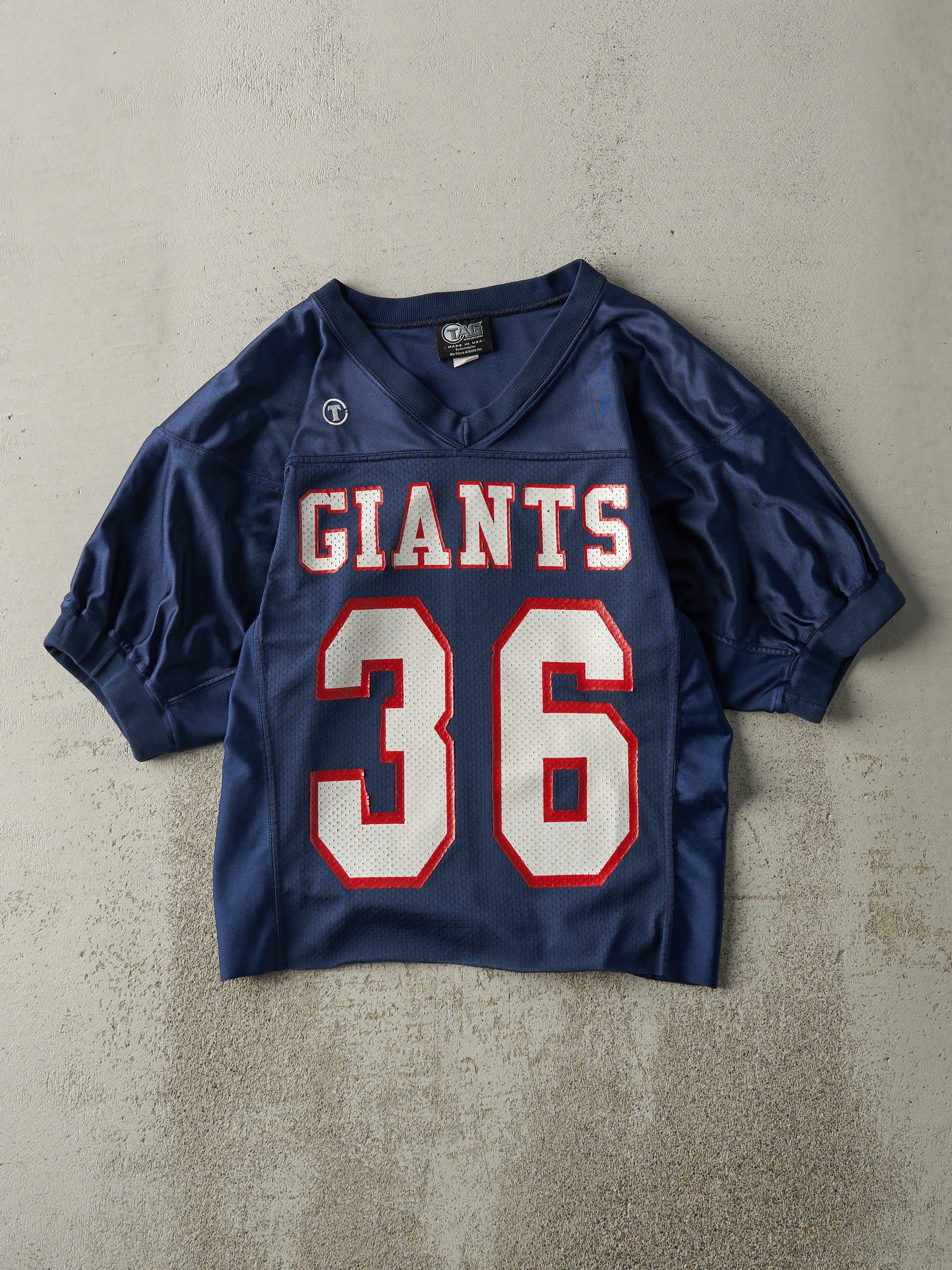 Vintage Y2K Navy Blue Giants #36 Cropped Football Jersey (S) sold by Rebalance Vintage