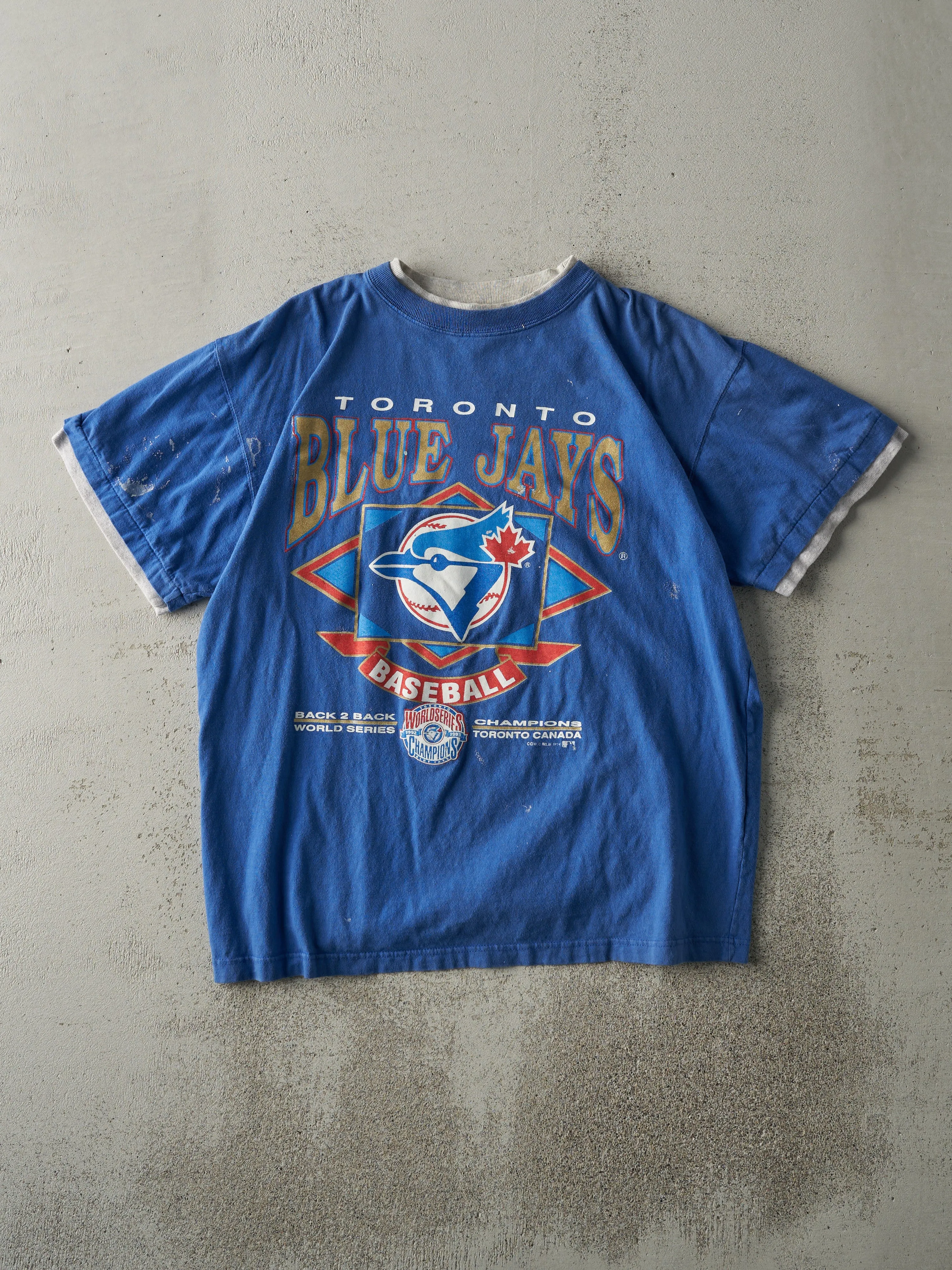 Vintage 94' Blue Toronto Blue Jays Double Neck Tee (M/L) sold by Rebalance Vintage