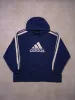 Vintage Faded Navy Blue Adidas 3 Stripes Hoodie (L/XL) sold by Rebalance Vintage