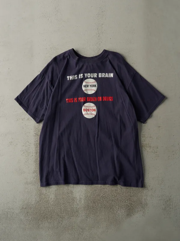 Vintage Y2K Navy Blue New York Yankees x Boston Red Sox Parody Tee (L) sold by Rebalance Vintage