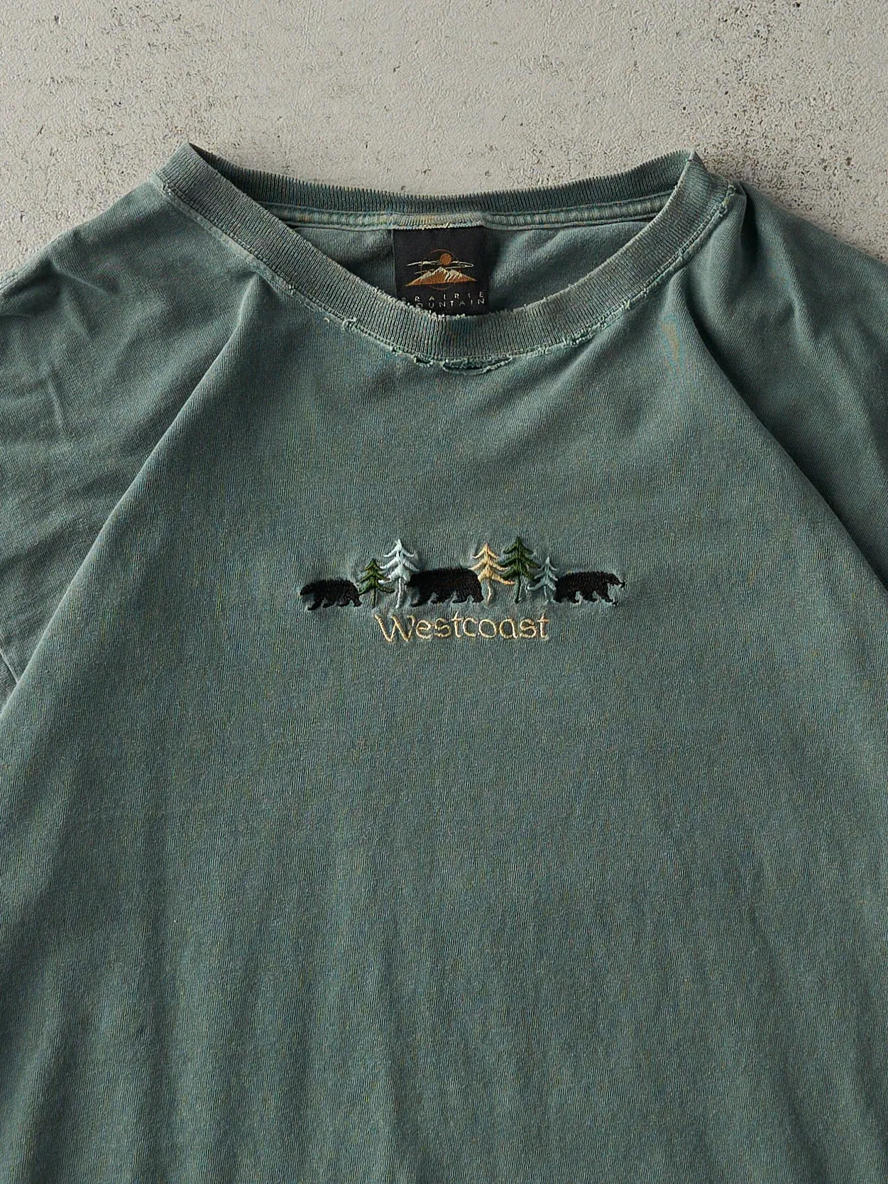 Vintage 90s Washed Green Embroidered West Coast Tee (L) sold by Rebalance Vintage product image thumbnail 2