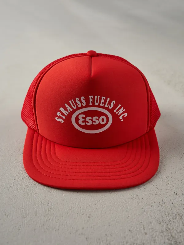 Vintage 90s Red Esso Fuel Foam Trucker Hat sold by Rebalance Vintage