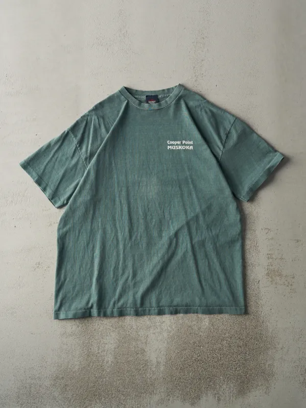 Vintage 90s Washed Green Cooper Point Muskoka Single Stitch Tee (L) made by Rebalance Vintage