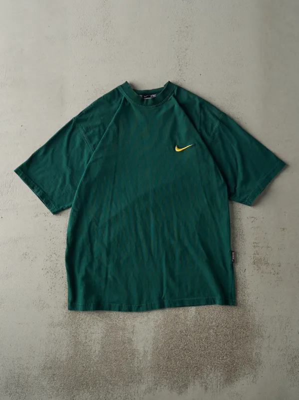 Vintage 90s Forest Green Embroidered Nike Swoosh Tee (M) sold by Rebalance Vintage